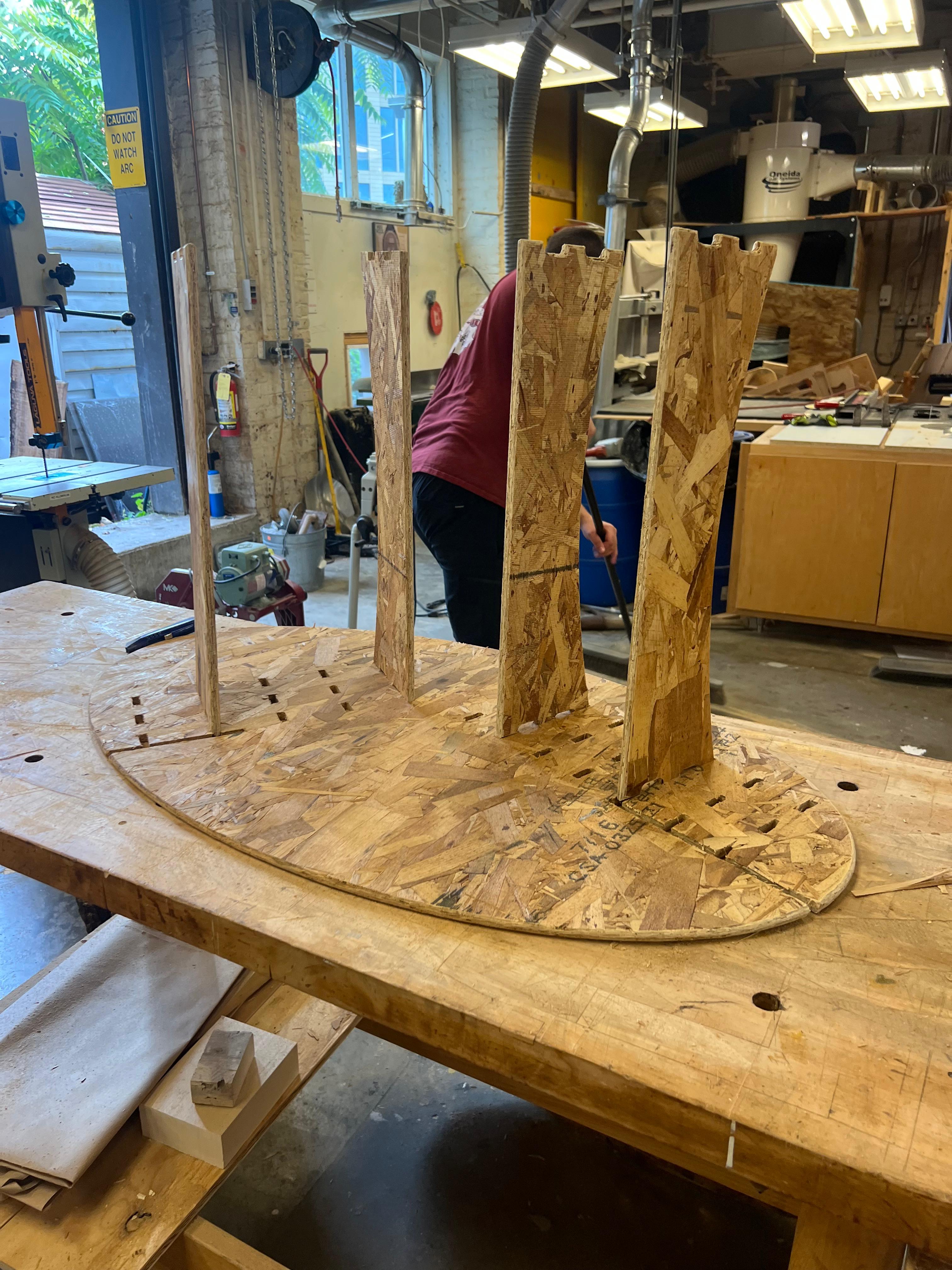 First step in assembling the rocking chair